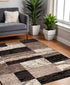 12' Black Brown And Beige Patchwork Runner Rug